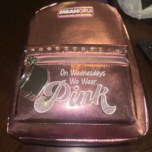 Shimmery Pink Backpack with Iconic Quote